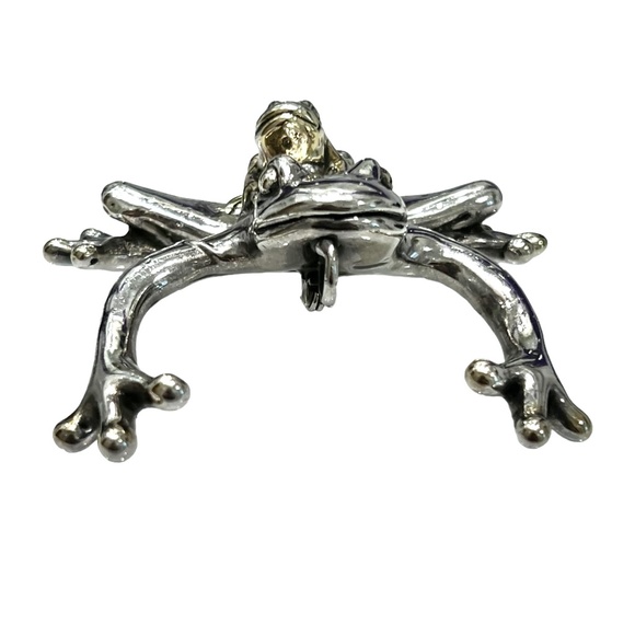 VINTAGE STERLING SILVER LEAP FROG PENDANT SMALL & BIG FROG - Picture 15 of 16
